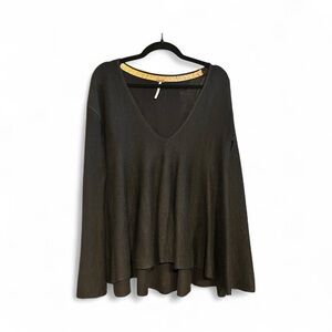 Free People Black V-Neck Flowy Sweater